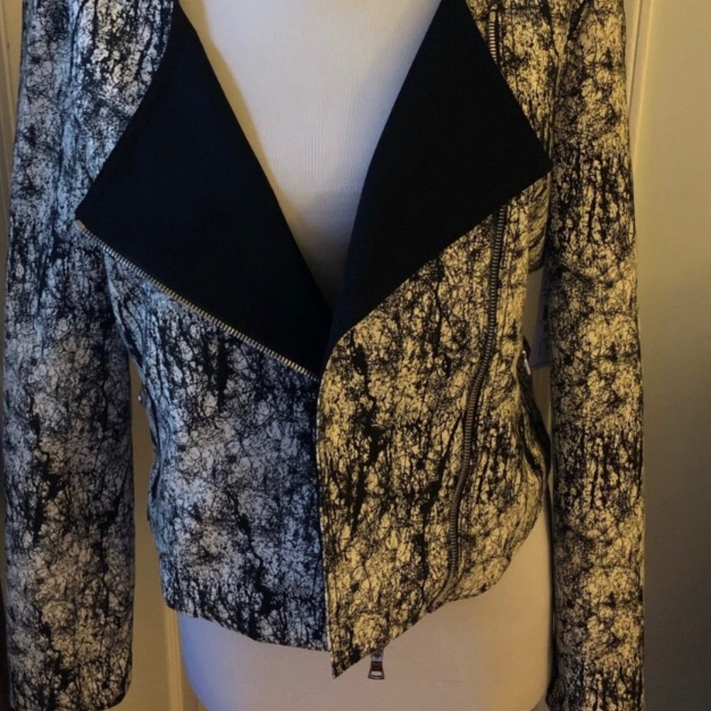 Beautiful Black and White Jacket w/ Lamb Leather